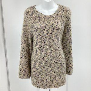 Lou & Grey Womens Sz M Multicolor Marled Fuzzy Acrylic Blend Sweater Relaxed Fit